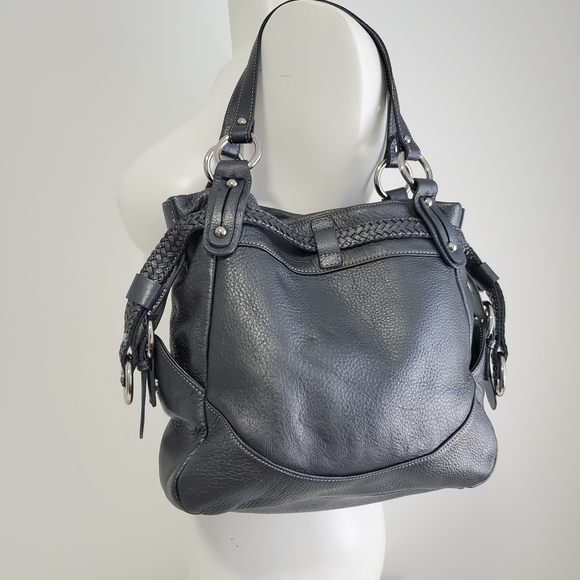 Letizia Handbags - Metallic Gray Leather Shoulder Bag